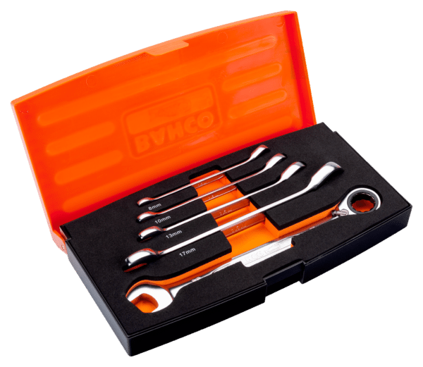 BAHCO 1RM/S5 Metric Combination Ratcheting Wrench Set - 5 Pcs/Plastic Box