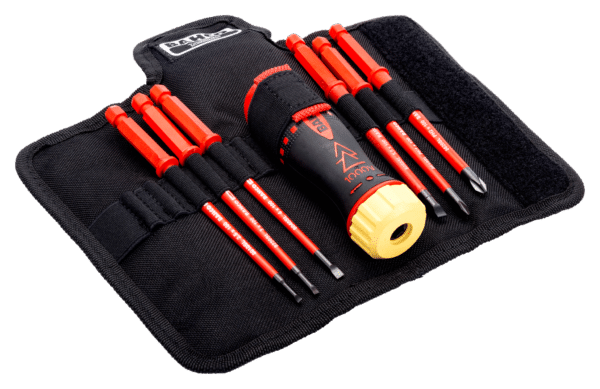 BAHCO 808061 Insulated Ratcheting Screwdriver Set with Slotted and Phillips Interchangeable Blades - 6 Pcs