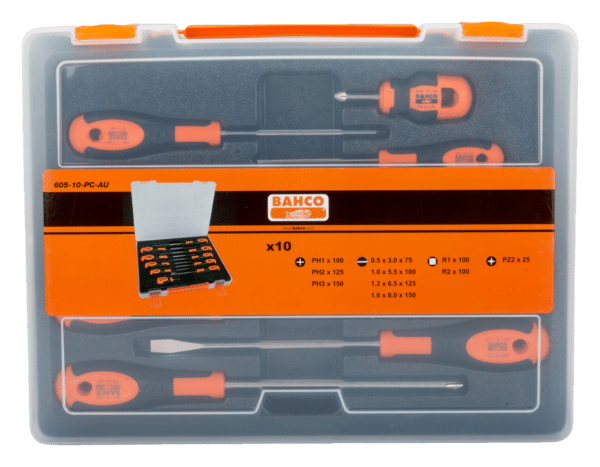 Bahco 605-10-PC-AU Slotted/Phillips/Robertson Screwdriver Set - Image 3