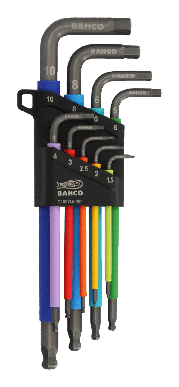 Bahco C1997LM/9P Metric Long Ball End Coloured Hex L-Key Set - Image 2