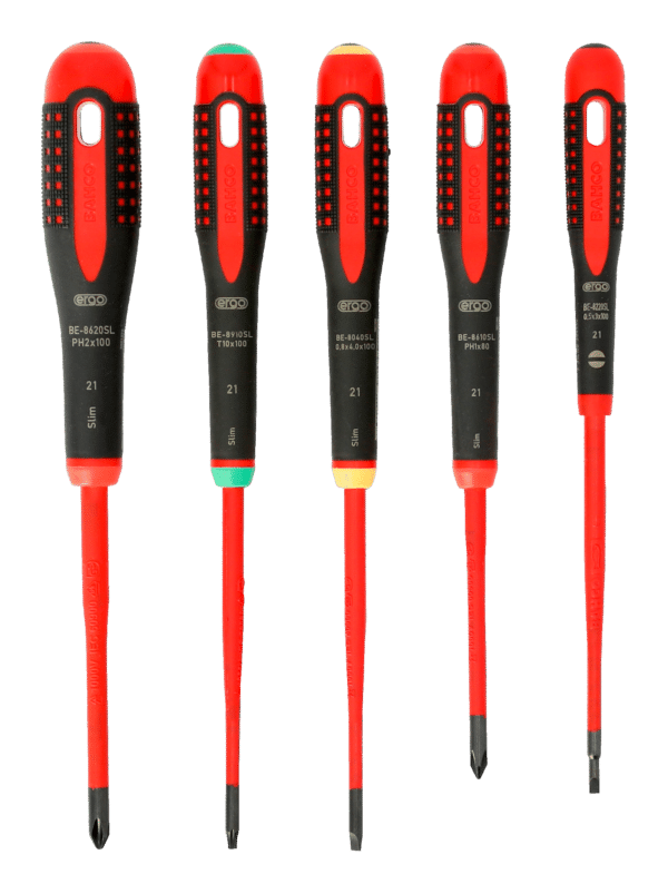 Bahco BE-9871SL ERGO™ Slim VDE Insulated Slotted, Phillips and TORX® Screwdriver Set - Image 2